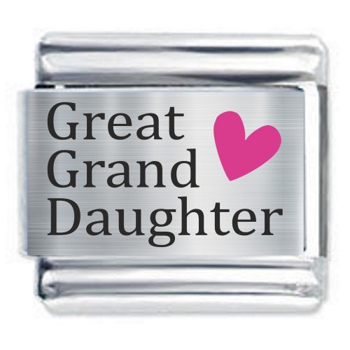 Colorev - Great Grand Daughter Heart Pink Italian Charm - Fits all 9mm Italian Style Charms