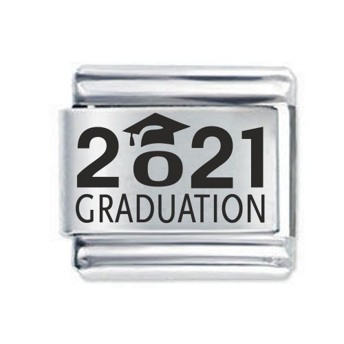 Daisy Charm - Etched 2021 Graduation Cap * 9mm Classic Italian charm