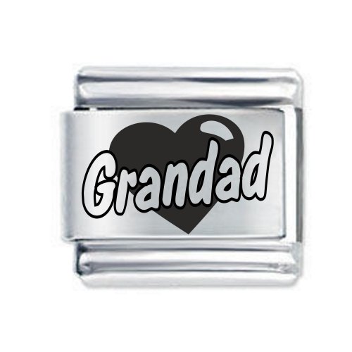 Daisy Charm - ETCHED GRANDAD EMBOSSED HEART * 9mm Classic Italian charm