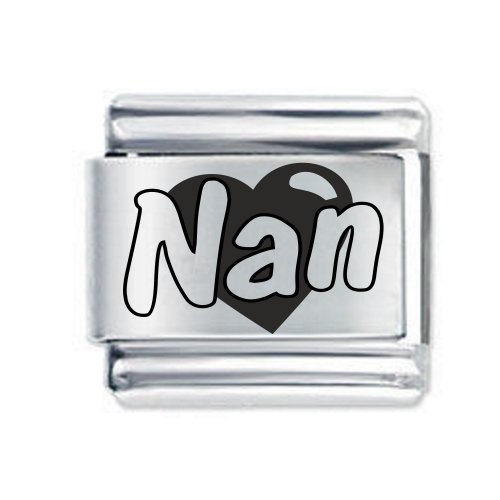 Daisy Charm - ETCHED NAN EMBOSSED HEART * 9mm Classic Italian charm