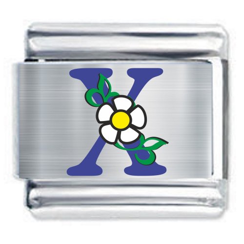 Colorev Daisy Charm - BLUE DAISY LETTER X - 9mm Italian Modular charm bracelets