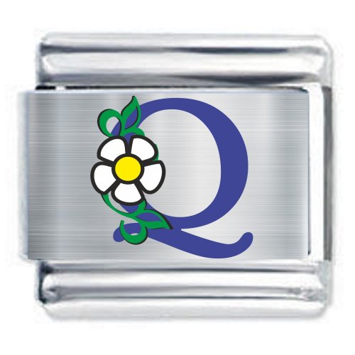 Colorev Daisy Charm - BLUE DAISY LETTER Q - 9mm Italian Modular charm bracelets
