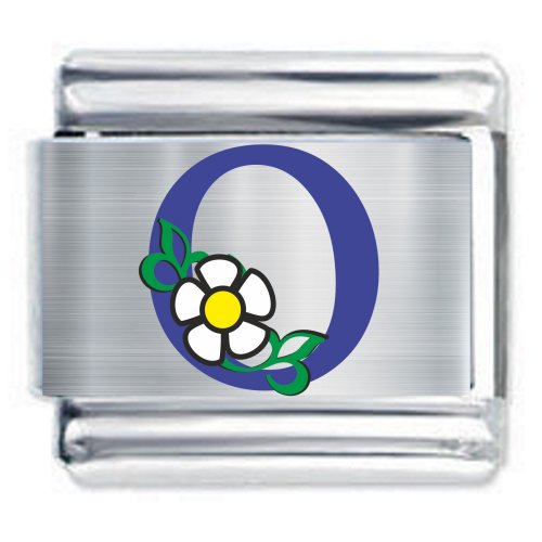 Colorev Daisy Charm - BLUE DAISY LETTER O - 9mm Italian Modular charm bracelets