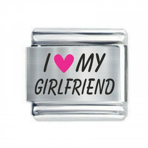 Colorev Daisy Charm - I LOVE MY GIRLFRIEND Pink Heart For Italian Modular charm bracelet