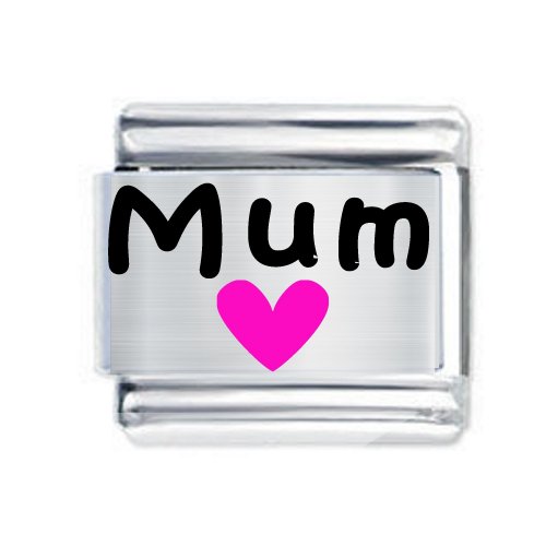 Colorev by Daisy Italian Charm - MUM & PINK HEART For 9mm Italian Modular charm