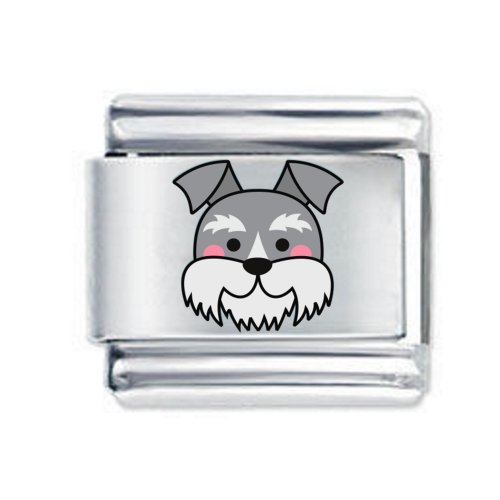 Colorev Miniature Schnauzer Puppy Dog Italian Charm - Compatible with all 9mm Italian Style Charm Bracelets