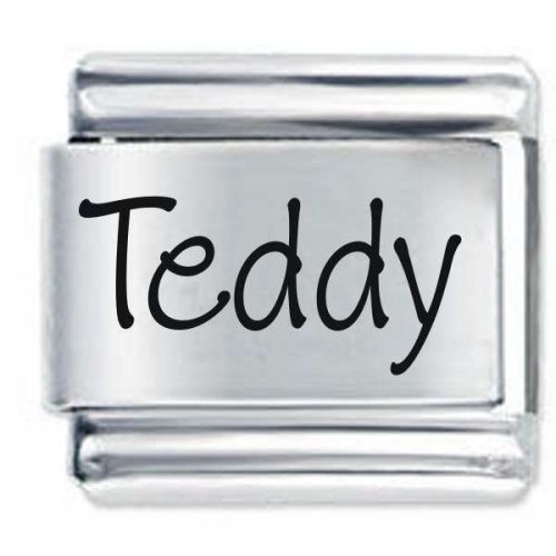 Teddy Etched Name Italian Charm