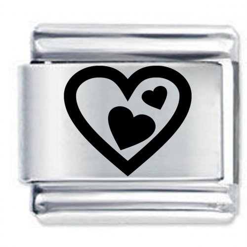 Triple Heart ETCHED Italian Charm