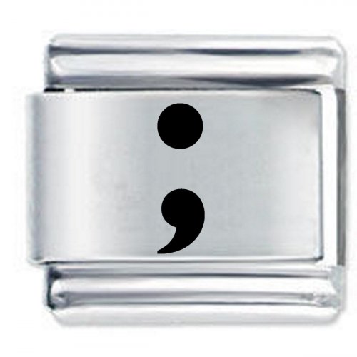 Semi Colon ETCHED Italian Charm