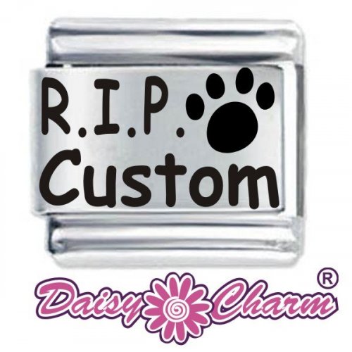 Personalised RIP Paw Print Italian Charm by Daisy Charm