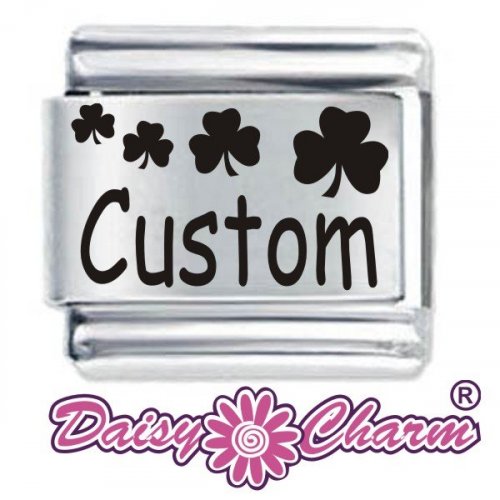 Personalised Lucky Shamrocks Italian Charm by Daisy Charm