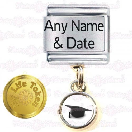 My Life Token - Personalised Graduation Name & Date Italian Charm