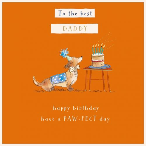 Birthday Card - Daddy - Dog & Cake - Wilf & Alfie Ling Design