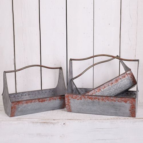Distressed Look Zinc Large Garden Planter Bucket with Handle - 3 Sizes