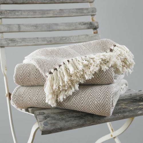 Como Natural Throw Blanket - 100% Cotton - 170cm x 200cm - Beamfeature