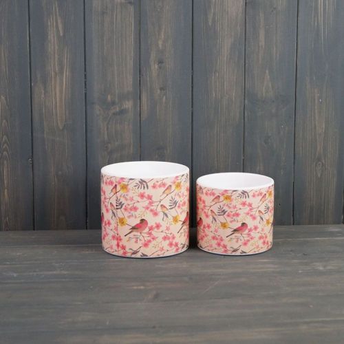 Cherry Blossom Birds Decorative Indoor Plant Pot - 2 Sizes