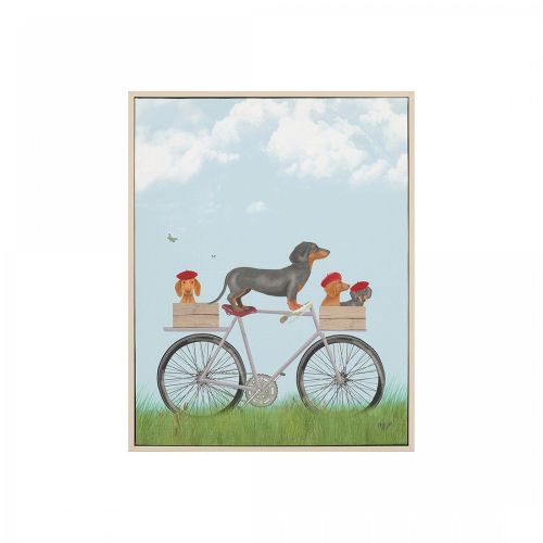 Play Date Bike Dachshund Dog - Canvas Wall Art Print - World Art Prints