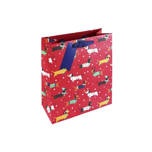 Christmas Sausage Dog Dachshund Medium Gift Bag - Eurowrap 21x25x10cm