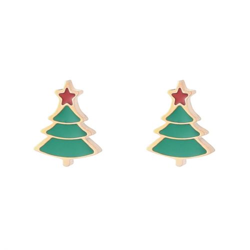 Christmas Tree Stud Earrings Green - Boxed - Snazzy Santa