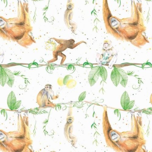 Monkey Orangutan Wrapping Paper 2 Sheets & 2 Tags - Arty Penguin