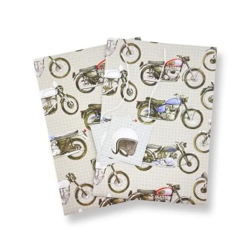Motorbike Classic Wrapping Paper Sheets & Tags - Arty Penguin