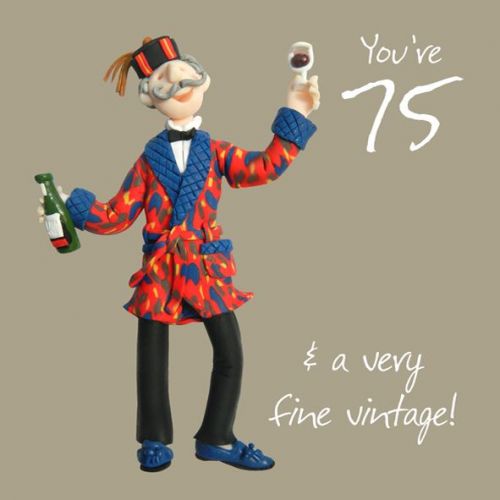 75th Male Birthday Card - Fine Vintage One Lump Or Two