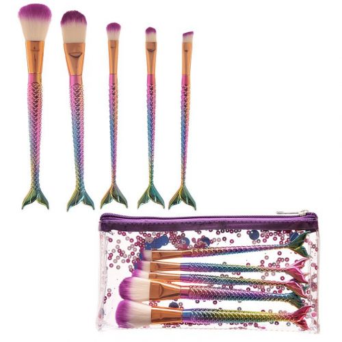 Mermaid Tail Handy 5 Piece Make Up Brush Set