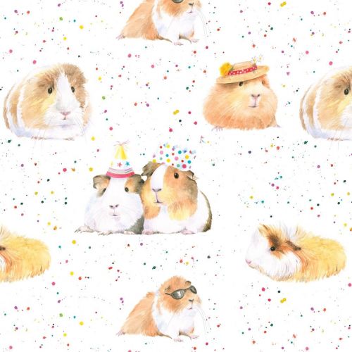 Guinea Pig Party Wrapping Paper 2 Sheets & 2 Tags - Arty Penguin
