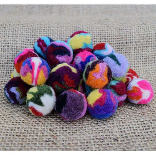 pure wool - 10 handmade felt balls - assorted swirls