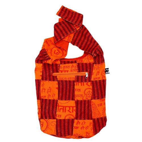 Mantra/Stripe Patchwork Bag - Orange/Red
