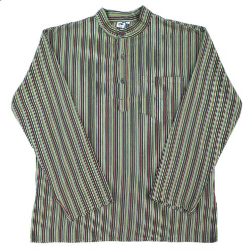 Light weight - Striped Cotton Shirt  - Greens