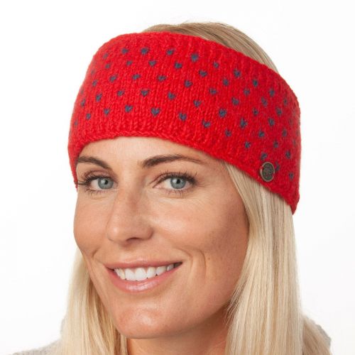 NAYA - pure wool fleece lined - tick headband - red/blue