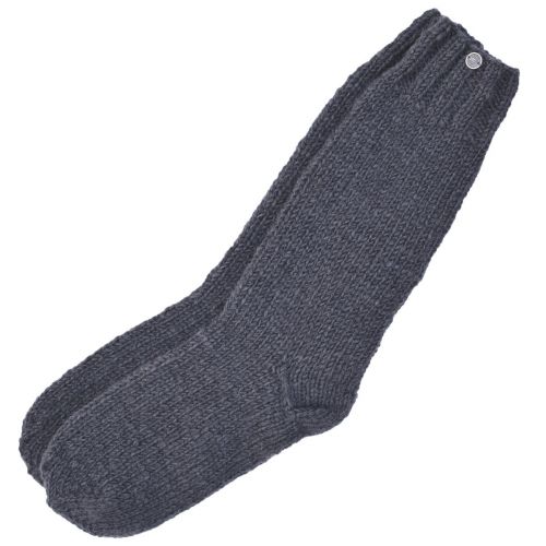 Pure wool - hand knit socks -  plain - smoke