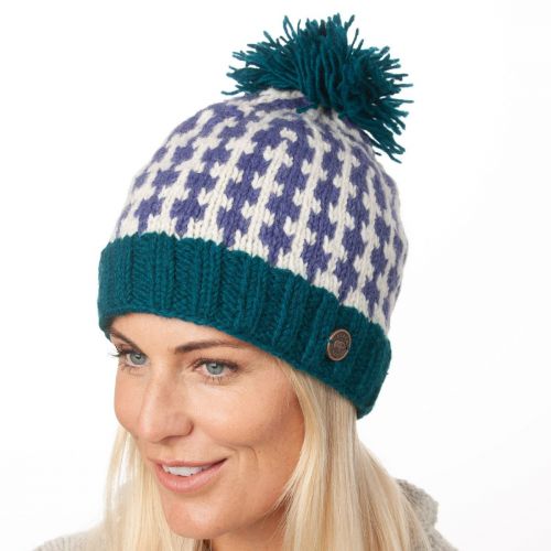 Pure wool - Vibes Bobble Hat - Pacific/wisteria