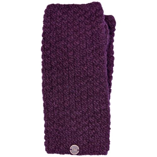 Hand knit - NAYA - moss stitch wristwarmer - aubergine