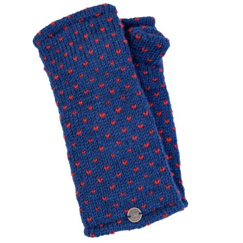 Fleece lined wristwarmer - tick - Dark denim/red