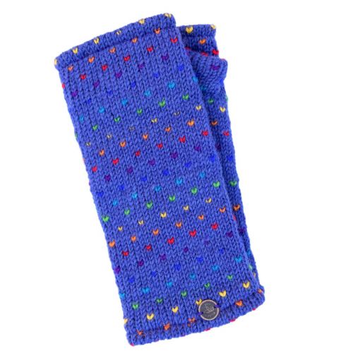 Fleece lined wristwarmer - rainbow tick - Deep wisteria