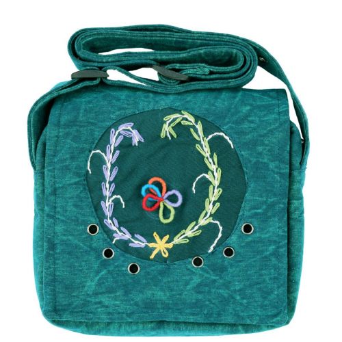 Small Embroidered Bag - Bright Aqua