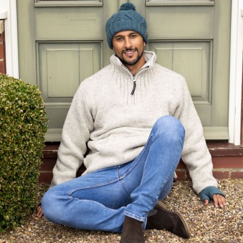 Fleece lined - pure wool pull on - Light Grey
