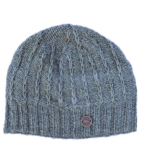 Pure Wool Hand knit - straight chain stitch beanie - mid grey