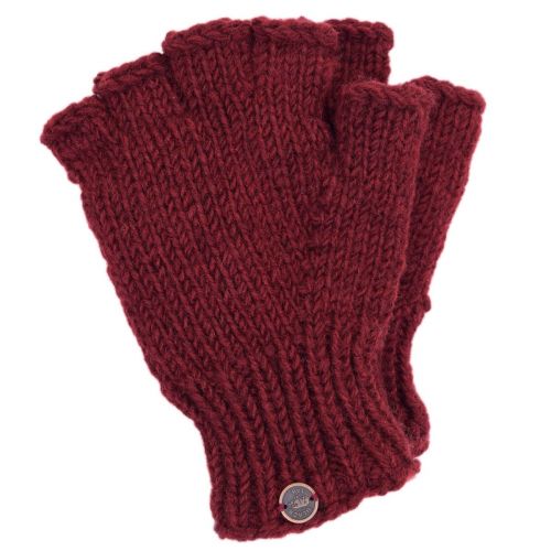 Pure Wool - Fingerless Gloves - Plain - Brick