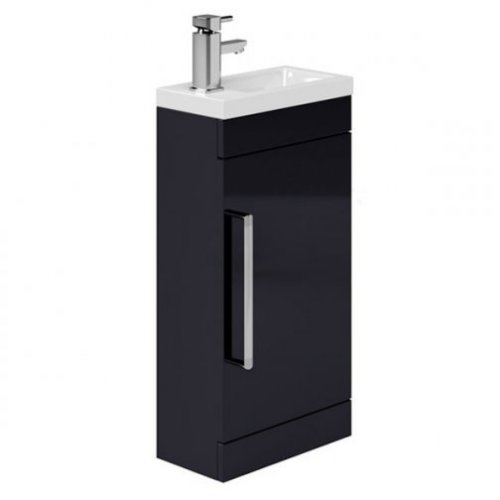 Essential Nevada 400mm Cloakroom Unit With Basin & Door, Indigo Gloss