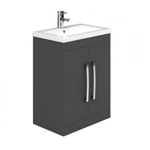 Essential Nevada 600mm Unit With Basin & 2 Doors, Grey