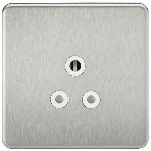 Knightsbridge Screwless 5A Unswitched Socket - Brushed Chrome with White Insert - (SF5ABCW)