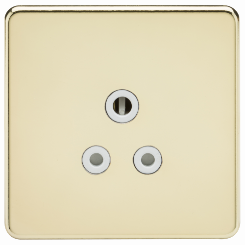Knightsbridge Screwless 5A Unswitched Socket - Polished Brass with White Insert - (SF5APBW)