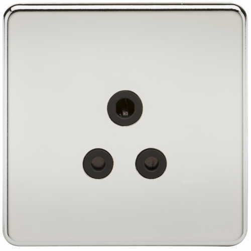 Knightsbridge Screwless 5A Unswitched Socket - Polished Chrome with Black Insert - (SF5APC)
