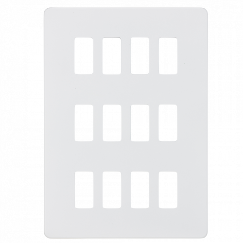 Knightsbridge Screwless 12G grid faceplate - matt white - (GDSF012MW)