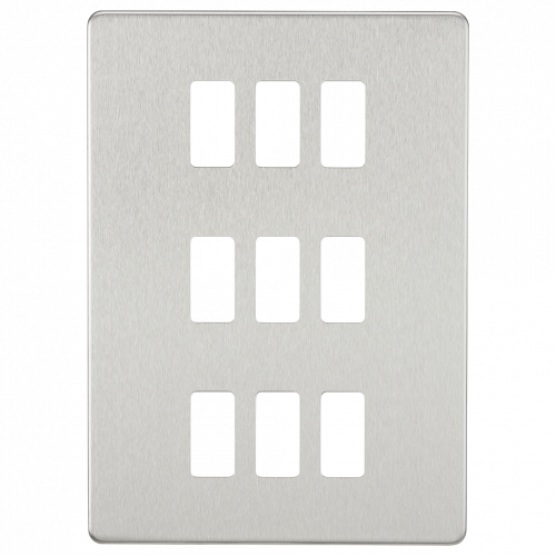 Knightsbridge Screwless 9G grid faceplate - brushed chrome - (GDSF009BC)