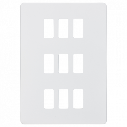 Knightsbridge Screwless 9G grid faceplate - matt white - (GDSF009MW)