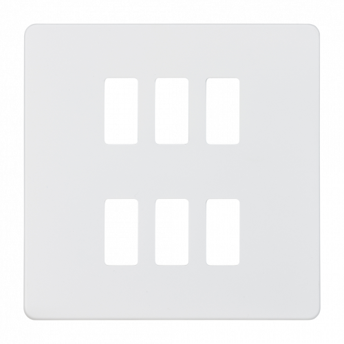 Knightsbridge Screwless 6G grid faceplate - matt white - (GDSF006MW)